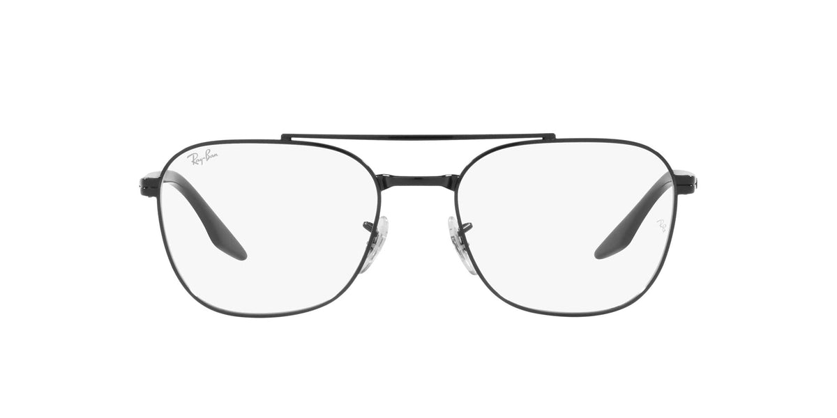 Ray-Ban RX6485 Square Prescription Eyewear Frames, Black/Demo Lens, 55 mm
