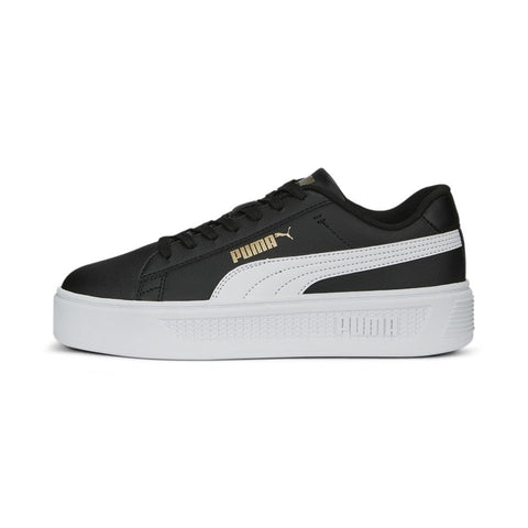 PUMA Womens Smash Platform V3 Sneaker, PUMA Womens Black-PUMA Womens White-PUMA Womens Gold, 9.5