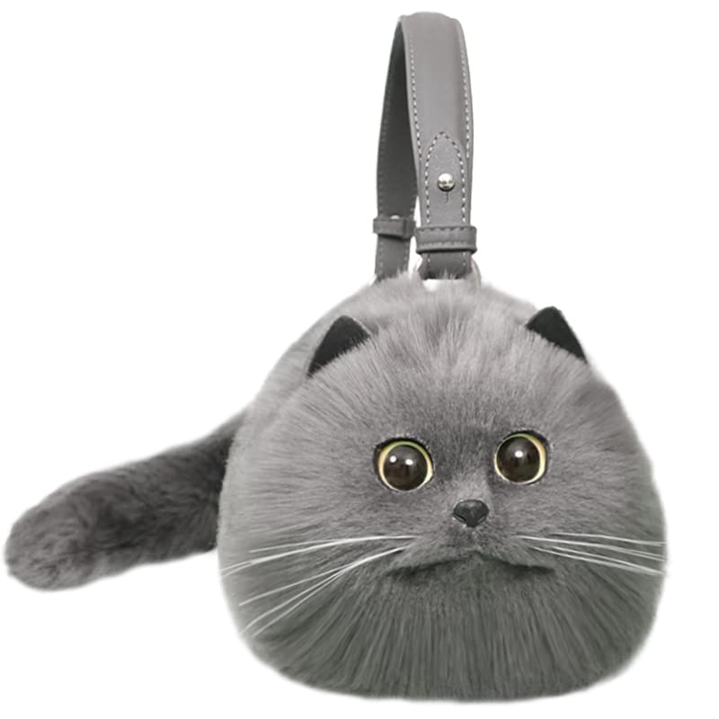 Russian Cat Plush Shoulder Bag, Furry Cat Purse, Kitty Purse, Kitty Cat Bag - Spacious Design Can Hold Phone - Gifts for Cat Lovers| Valentine's Day, Birthdays, Anniversaries