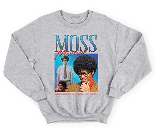 Sanfran Clothing Moss Maurice Homage Top IT Crowd UK TV Show Comedy 90s Vintage Retro Style Jumper Sweater Large/Light Grey