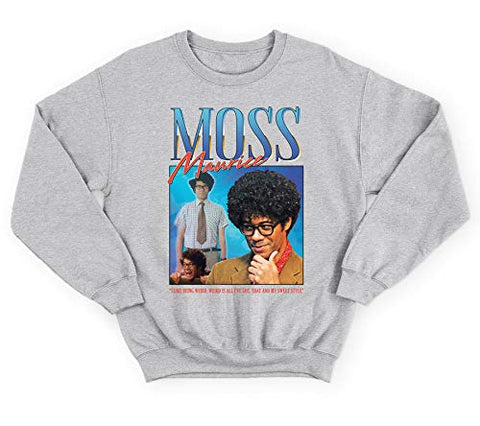 Sanfran Clothing Moss Maurice Homage Top IT Crowd UK TV Show Comedy 90s Vintage Retro Style Jumper Sweater Large/Light Grey