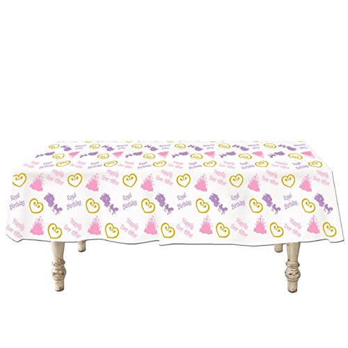 Beistle Club Pack Fairytale Princess Themed Printed Plastic Tablecover 54in x 108in, Box of 12 Tablecovers