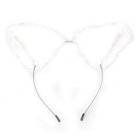 lasenersm 1 Piece Cat-Fox Long Fur Ears Headband Cute Cat-Fox Long Fur Ears Anime Cosplay Headband for Anime Cosplay Party Costume Halloween Party White Fluff with White Inside