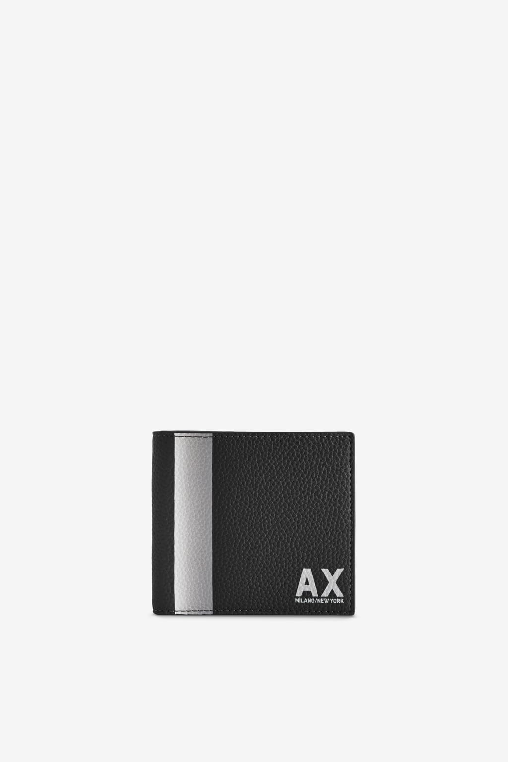 A | X ARMANI EXCHANGE Color block AX Billfold Credit Card Wallet, NERO