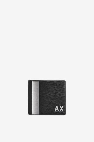 A | X ARMANI EXCHANGE Color block AX Billfold Credit Card Wallet, NERO