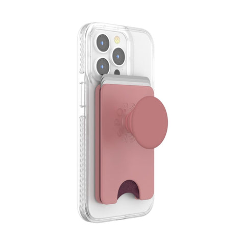PopSockets Phone Wallet with Expanding Grip and Adapter Ring for MagSafeÂ®, Phone Card Holder, Wireless Charging Compatible, Wallet Compatible with MagSafeÂ® - Clay