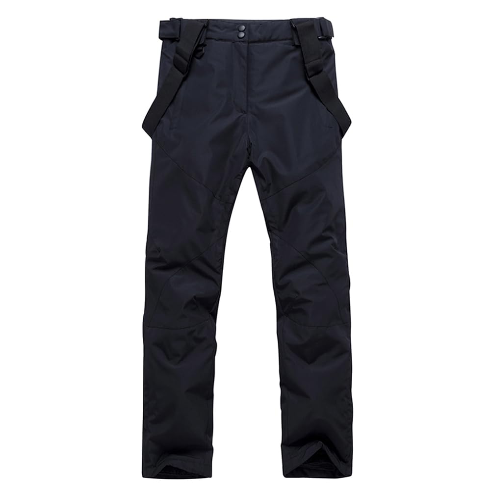 HOTIAN Men's Ski Snow Pants Waterproof Windrproof Ski Pants Insulated Outdoor Ski Pants Winter Warm Detachable Suspender Snowboard Bibs Black 2XL