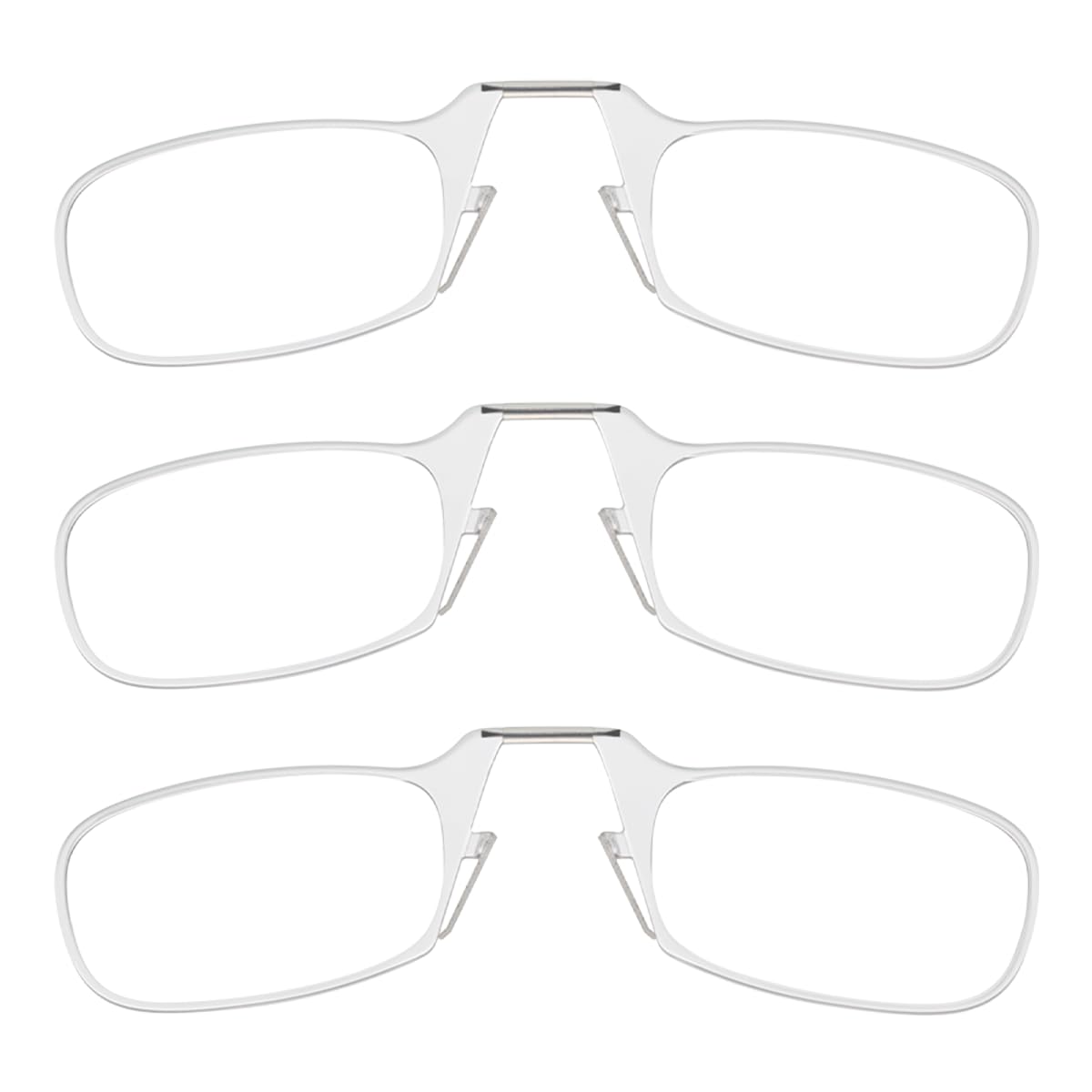 ThinOptics Readers Rectangular Reading Glasses, 3 Pack-Clear, 44mm + 2.5