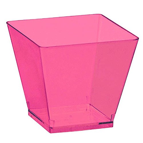 Amscan Party Perfect Premium Mini Cubes Tableware (40 Piece), Pink, 2 oz