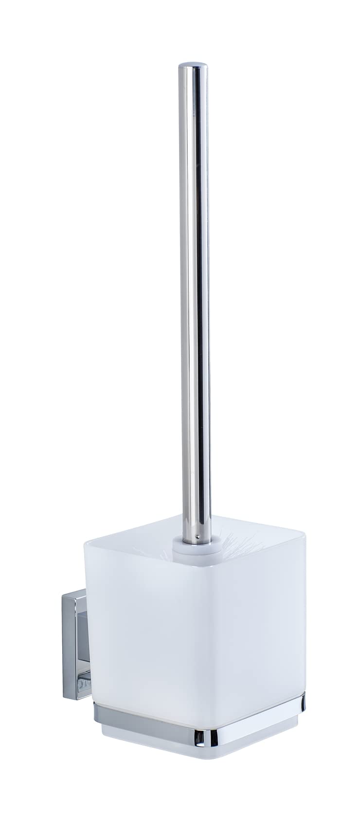 WENKO 22695100 Vacuum-Loc® toilet brush Quadro, Stainless steel, 9.5 x 37 x 12.5 cm, Shiny