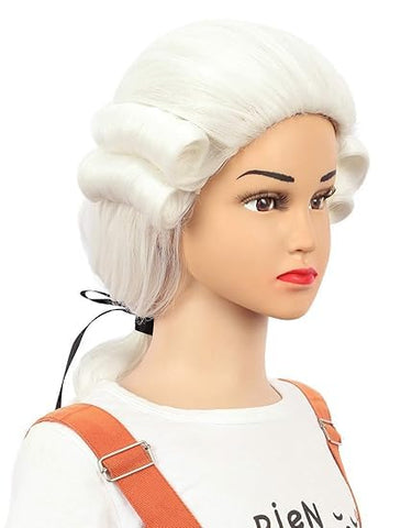 yuehong Long George Washington Wig Cosplay White Curly Gentleman Lawyer Wig Halloween Hair Wigs (Kids)