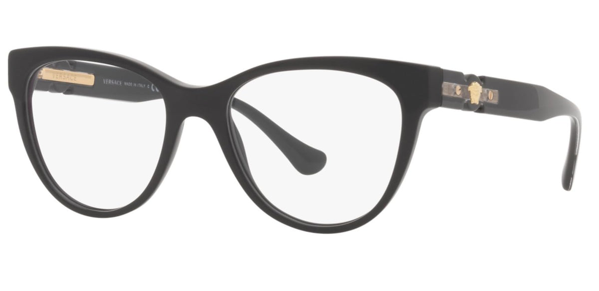 Versace VE 3304 GB1 Black Plastic Cat-Eye Eyeglasses 53mm