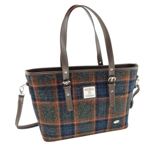Glen Appin Of Scotland Ladies Harris Tweed Spey Tote Bag With Shoulder Strap LB1028 (COL 127 Grey Rust)