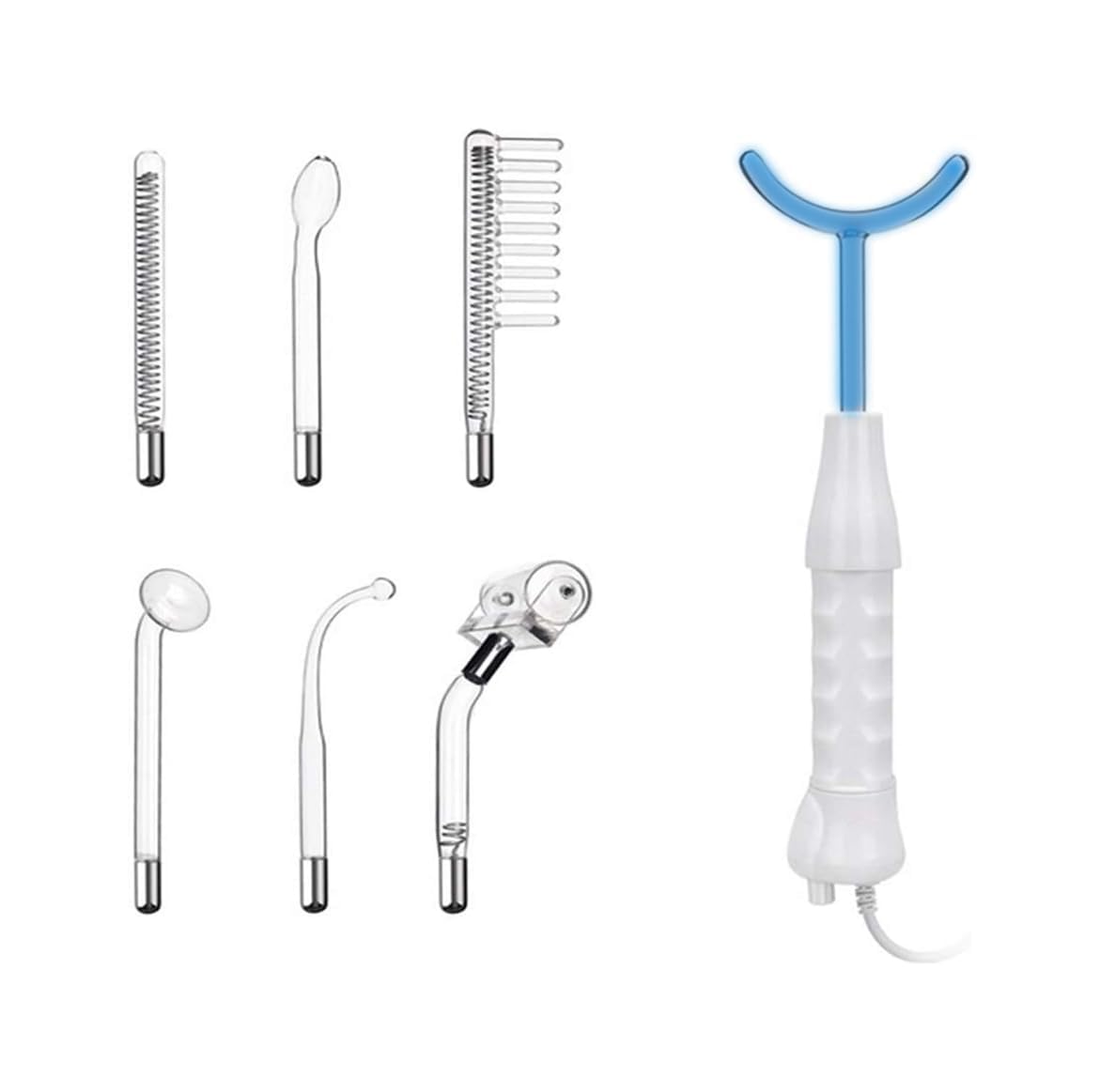 Elitzia High Frequency Electrotherapy Wand Multi-Functional Portable Handheld Light Therapy Wand for Acne Skin Rejuvenation Hair Growth Facial Device (with 7 Tubes Blue) ETSC640