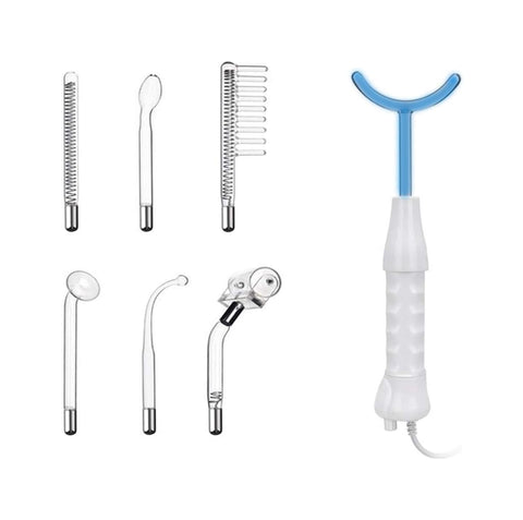 Elitzia High Frequency Electrotherapy Wand Multi-Functional Portable Handheld Light Therapy Wand for Acne Skin Rejuvenation Hair Growth Facial Device (with 7 Tubes Blue) ETSC640