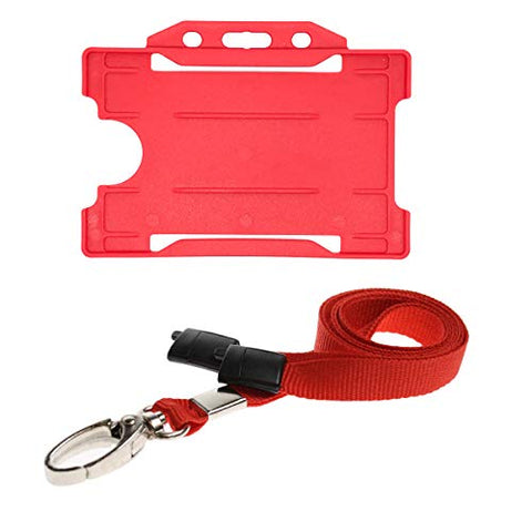 ALG ID CardsÂ® Red ID Card Badge Holder - Red Lanyard Card Holder - Red Lanyard Neck Strap with Metal Clip & Safety Breakaway Release for Pass Holder