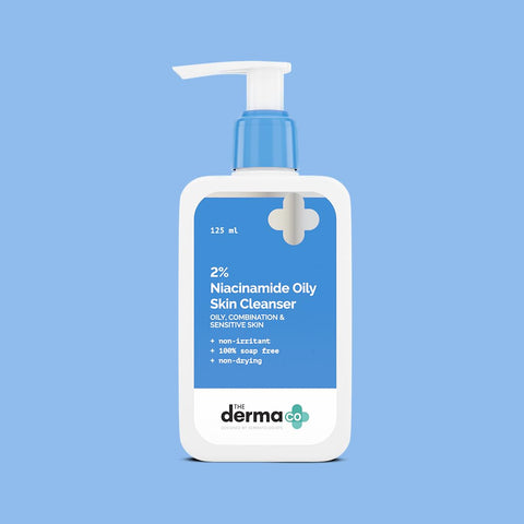 The Derma Co 2% Niacinamide Oily Skin Cleanser for Sensitive, Oily & Combination Skin 125 ml Non-Irritant | 100% Soap-Free | Non-Drying | Gently Cleanses Makeup | With 0.1% ww Salicylic Acid