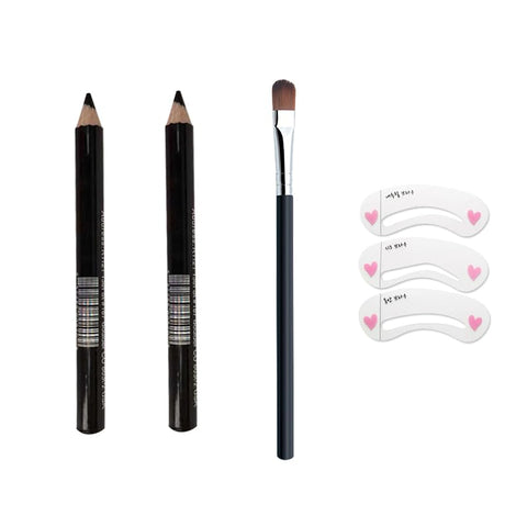 2 black eyebrow pen with 1 pack eyebrow brush,waterproof,#001