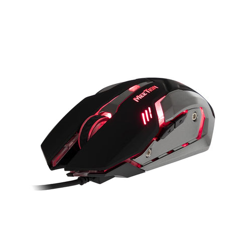 Meetion Raton Optico Para Juegos 2400 DPI Gaming Mouse Ratón Con Sensor 6 botones Cableado 1.5 m. Ergonó Mico. Iluminacion LED MT M915 (Negro)