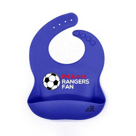 Rangers FC Baby Gift - Im a little Rangers Fan Baby Feeding Bib - 100% Silicone