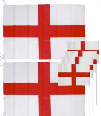Euro 2024 Football Decorations X2 St George England Flags with String 76cm x 50cm PLUS x4 St George Plastic Hand Flags with Sticks 12ÃƒÆ’Ã‚Â¢ÃƒÂ¢Ã¢â‚¬Å¡Ã‚Â¬Ãƒâ€šÃ‚Â x 8ÃƒÆ’Ã‚Â¢ÃƒÂ¢Ã¢â‚¬Å¡Ã‚Â¬Ãƒâ€šÃ‚Â