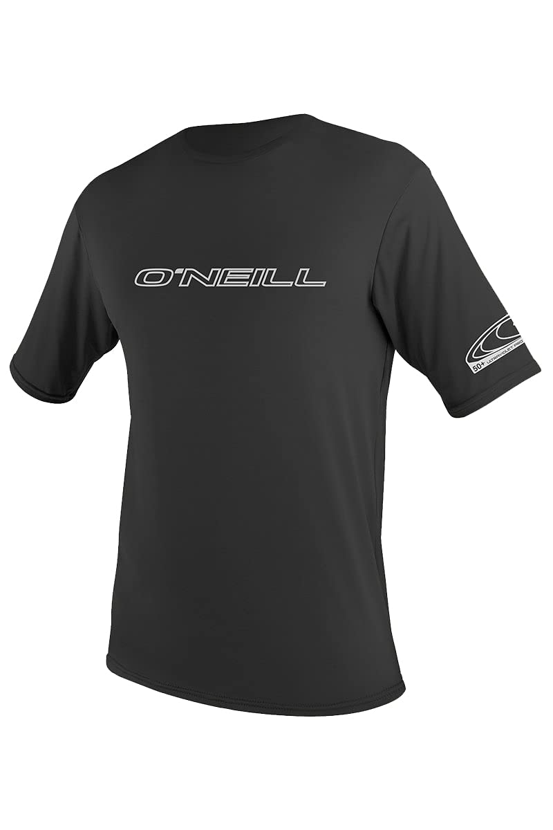 O'Neill UV Sun Protection Mens Basic Skins Short Sleeve Tee Sun Shirt Rash Guard, Black, Small