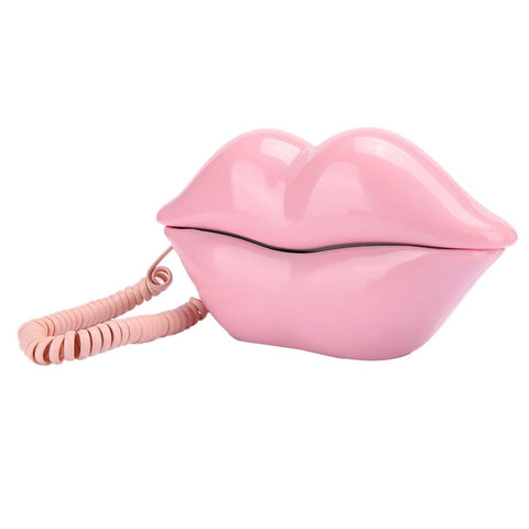Fdit Corded Phone, Stylish Style Pink Lips Home Telephone Desktop Landline Phone for Home Office Desktop Decoration(pink)
