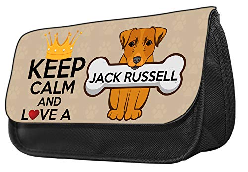 Keep Calm and Love a Jack Russell Themed Funny Pencil Case. Make up case, Back to School Gift. - Gift for Christmas.