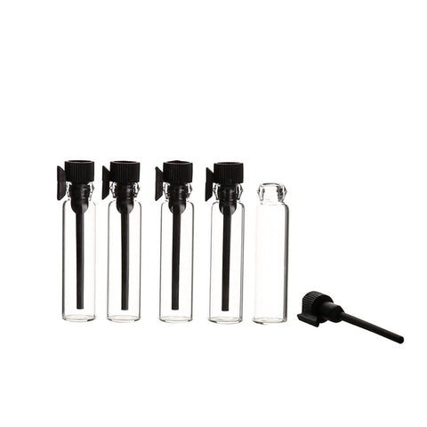 100 Pcs Mini Clear Glass Perfume Vials Tiny Portable Perfume Sample Bottles Refillable Empty Oil Sample Containers with Caps 1ML