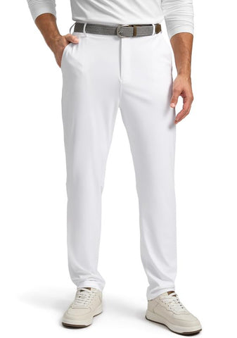 Soothfeel Men's Golf Pants with 5 Pockets Slim Fit Stretch Sweatpants Casual Travel Dress Work Pants for Men (White, XXL)