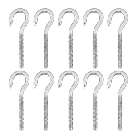 Pack of 10 X M6 Screw in Hooks 304 Stainless Steel Hooks 70mm Bolt Screw Hanging Hooks Screw-in Long Shank, Lighting, Home, Garden or Office