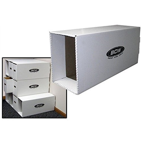 BCW Long Comic Book Storage Box House -1ct | Stackable, Easy Access, Reinforced Cardboard Shell | Fits Most Long Comic Boxes | Durable White 200 lb-Test Strength Cardboard | Comic Collector Supplies