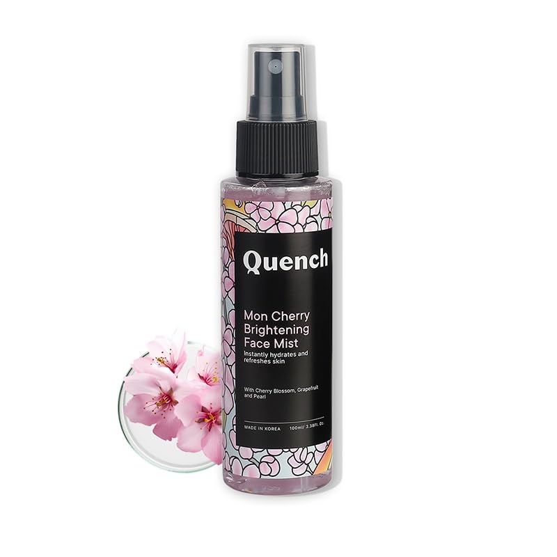 QUENCH Brightening Face Mist for Glowing Skin (Floral Scent) with Cherry Blossom & Hyaluronic Acid| Instantly Hydrates & Brightens Skin| Gentle & Non-Irritating| Made in Korea (100ml)