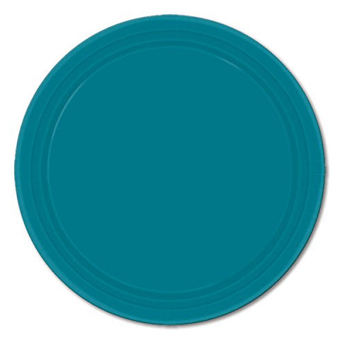 Amscan Durable Plain Round Eco Party Plates (24 Pack), Peacock Blue, 7 x 7"