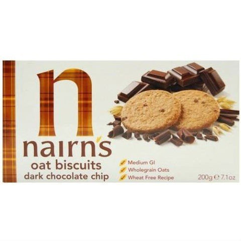 (10 PACK) - Nairns - Dark Choc Chip Oaty Biscuits | 200g | 10 PACK BUNDLE
