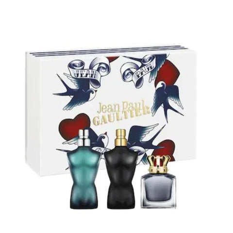 Jean Paul Gaultier 3 Piece Mini Set for Men: 3 X 0.24 oz Le Male Edt, Le Male Le Parfum Edp Intense, Scandal Pour Homme Edt - John Paul Gaultier Collection