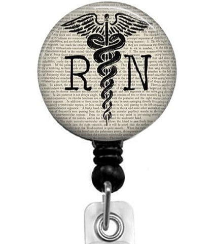 DrinKFHBF RN Retractable ID Card Badge Holder with Alligator Clip, Name Nurse Decorative Badge Reel Clip on Card Holders, small, Black, DrinKFHBF-2024