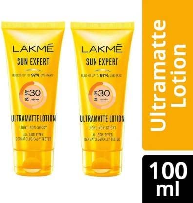 LakmÃƒÆ’Ã‚Â© Sun Expert SPF 30 PA++ Ultra Matte Lotion (Pack of 02) (100ml x 02) - SPF 30 PA++ (200 ml)