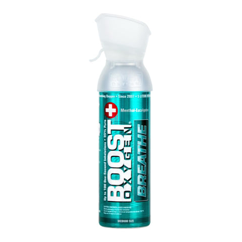 Boost Oxygen Portable Oxygen Cylinder with 95% Oxygen - 5L, 1x5L Oxygen Canister with Oxygen Mask for More Than 100 Inhalations - Portable Oxygen Can, Oxygen for Home use (Menthol-Eucalyptus Flavour)