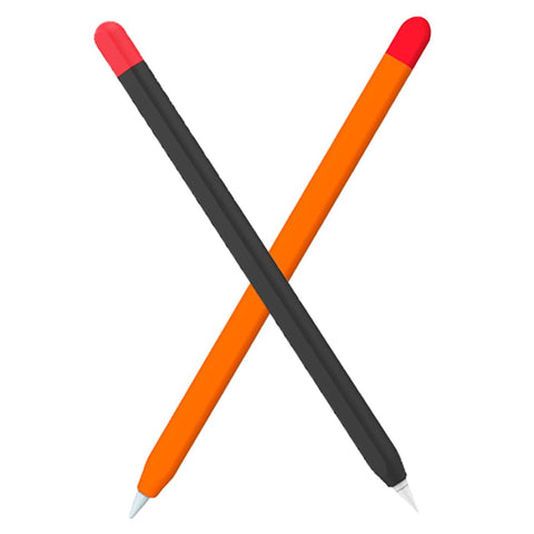 Mizi (2 Pack) Silicone Case Compatible with A-pple Pencil 2nd Generation & A-pple Pencil Pro (2024) Cover Premium Sleeve, USB Charging/Double Tap & Attaching Magnetically - (Black/Orange)
