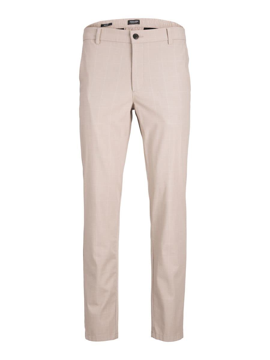 JACK & JONES Men's Jpstollie Jjbenji DEK Noos Chino Trousers, Beige/Detail: Check, 31 W/34 L