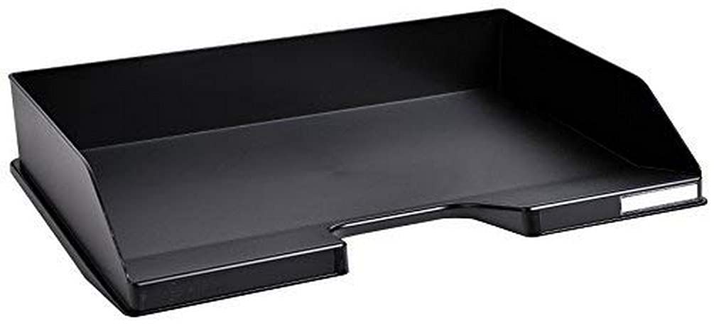 Exacompta - Ref 11714D - ECOBlack Landscape Letter Trays Combo - 255 x 365 x 65mm in Size, Suitable for A4 Documents, Stackable, Holds Approx. 500 Sheets - Black (Pack of 4)