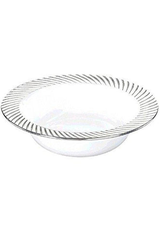 Amscan Reusable Bowls Swirl Border Premium Party Tableware (10 Piece), Silver/White, 12 oz