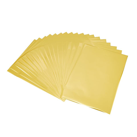 SUPERFINDINGS 50 Sheets A4 Reactive Foil Paper 11.4x7.28inch Toner Rectangle Reactive Foil Paper Golden Metallic Transfer Sheet Paper for Laser Printer+Laminator Card DIY Decoration