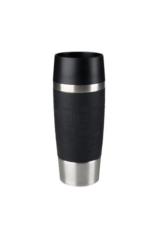 Tefal Travel Mug 0.36L, Black Silicone Sleeve, 100% Leak-Proof Thermal Mug, Double-Walled Vacuum Insulation, Hot & Cold Drinks, 360Â° Drinking, Easy to Open, Dishwasher-Safe, 5-Year Guarantee, K3081114