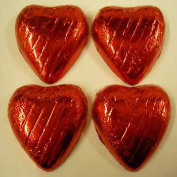 1kg Red Foil Wrapped Milk Chocolate Hearts