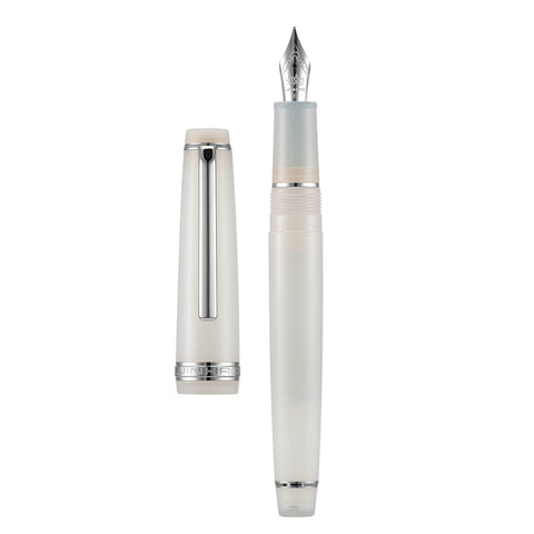 Jinhao 82 Acrylic Fountain Pen, Iridium Extra Fine Nib with Ink Converter, Transparent Ivory White Classic Design Smooth Writing Pen (Silver Trim)