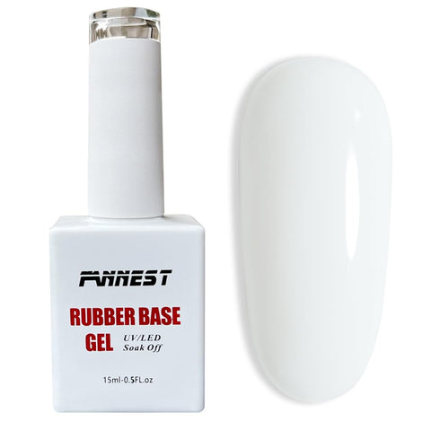 FANNEST Rubber Base Gel Polish,Milky White Brush on Builder Gel for Nails Extension,Elastic Rubber Base Coat,LED/UV Soak Off Sheer Nude Pink Gel Polish, Natural Gel Polish.