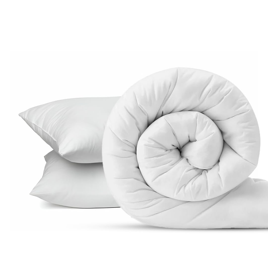 EGYPTO Soft Hollowfibre 13.5 Tog Duvet Double Size with Jumbo Pillow Set - Anti Allergy Double Quilt - Luxurious Warm Duvets for Home, Hotel (Double, 13.5 Tog)