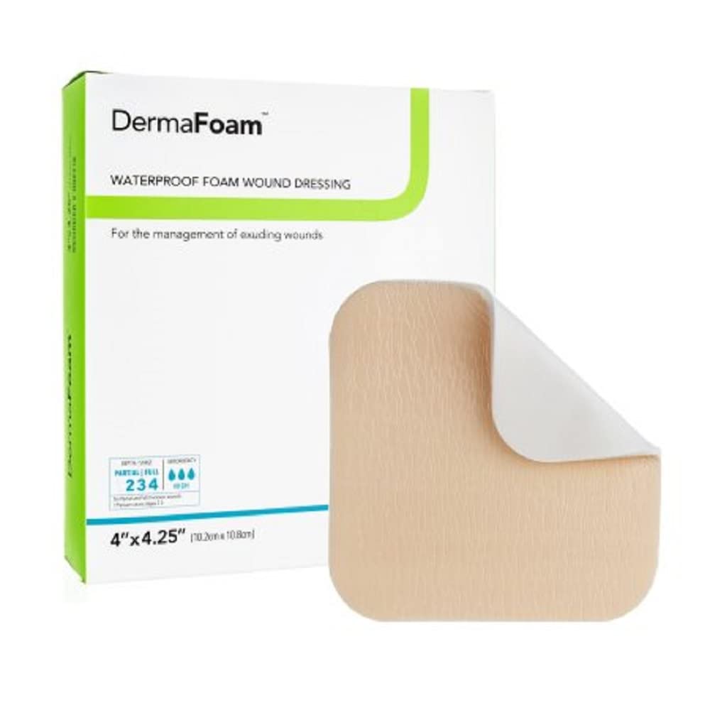 Dermarite Industries Derma Foam Non-Adhesive Foam Dressing, 4x4.25, 10 Count